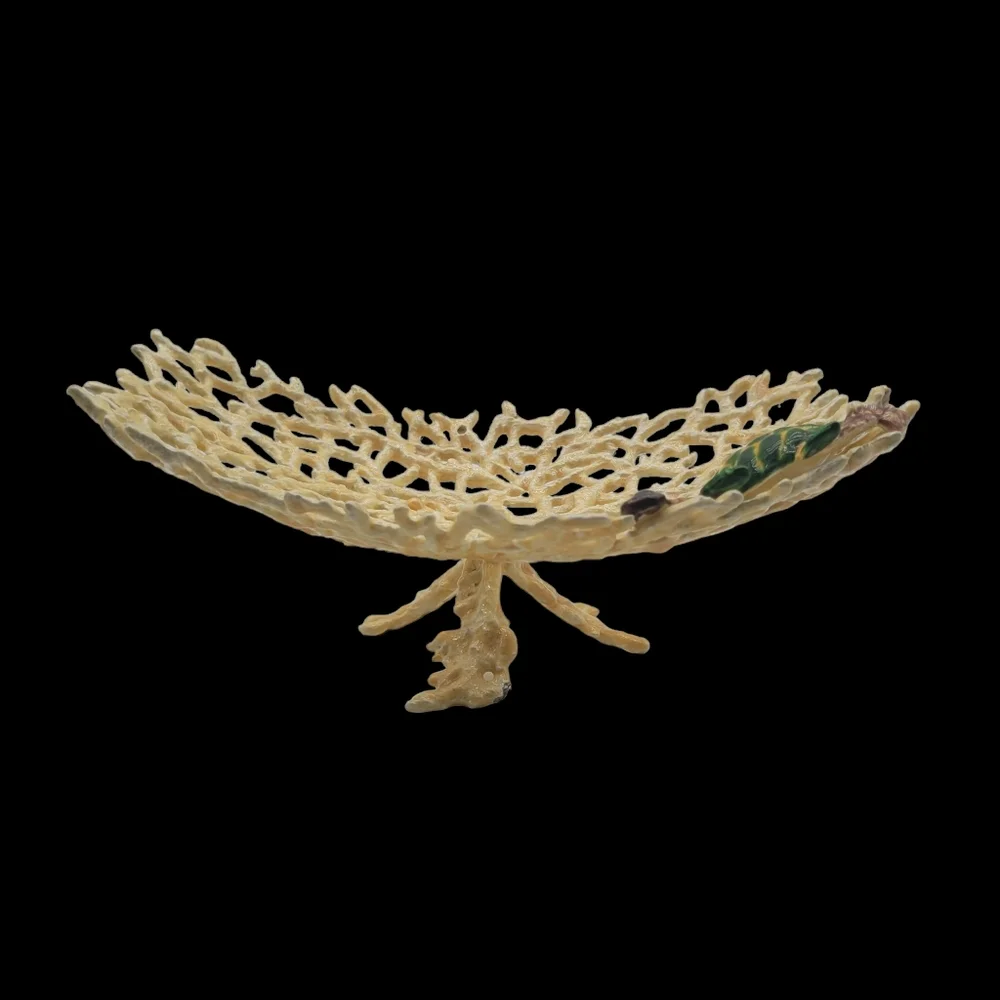Kubla Craft - Shell Sculpture‎ & Enamel Coral Plate - Sea Turtle